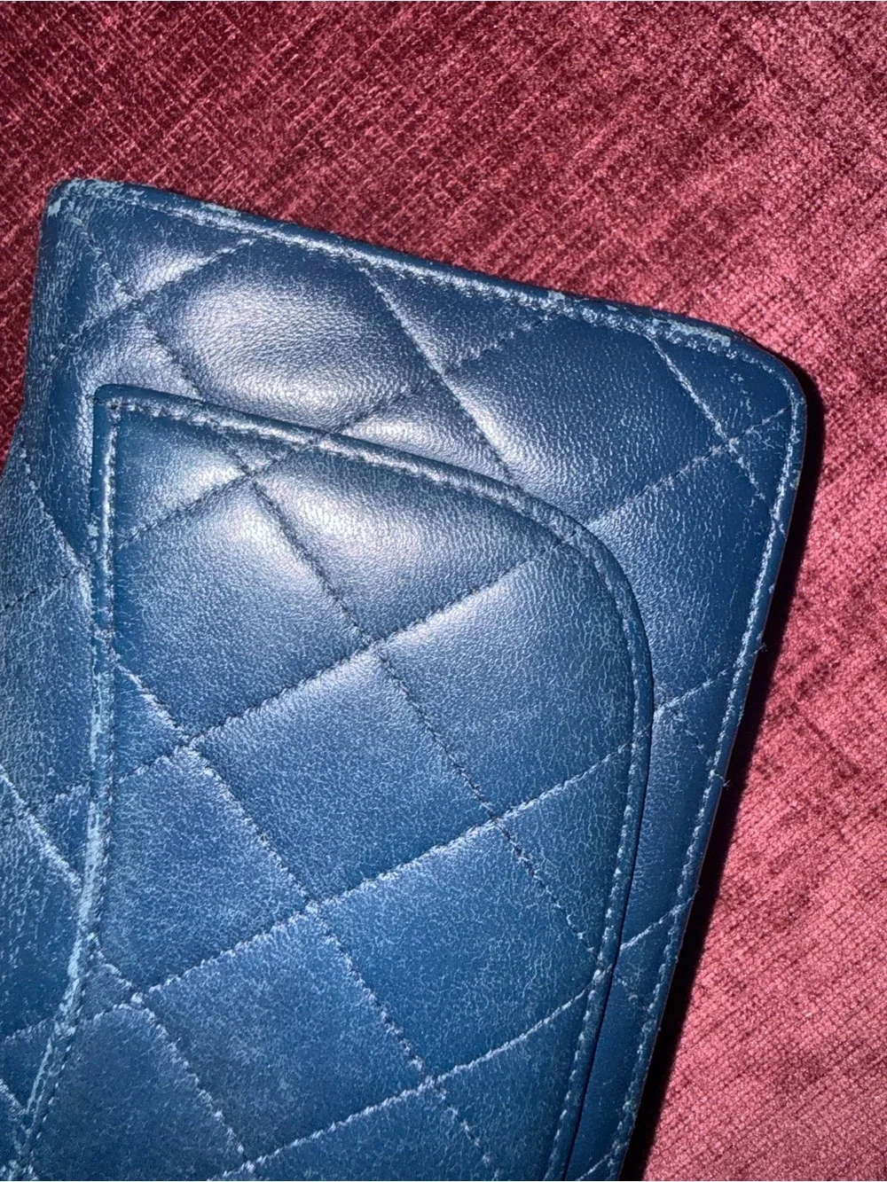 Chanel Quilted Lambskin Yen Wallet in Navy